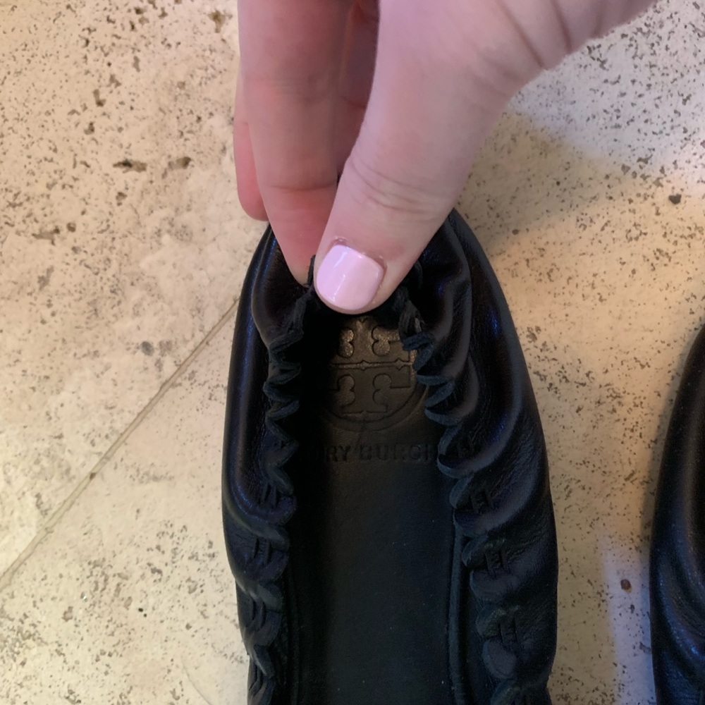 Tory Burch - Black Leather Flats - Picture 3 of 5